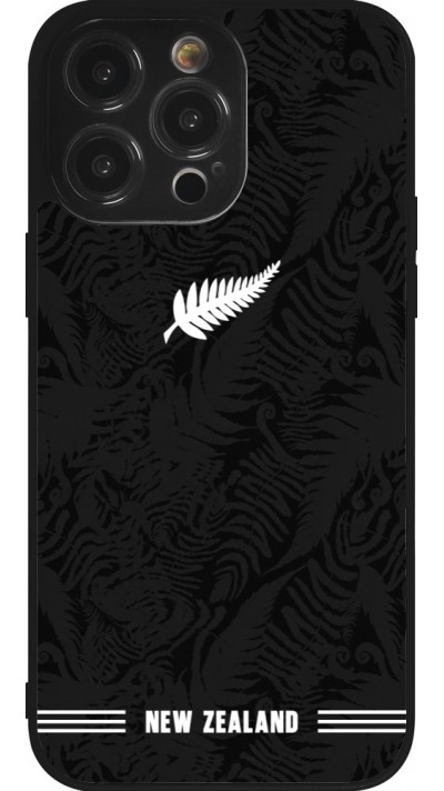 Coque iPhone 14 Pro Max - Silicone rigide noir Maillot de football Nouvelle-Zélande 2026 personnalisable