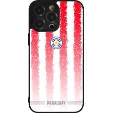 Coque iPhone 14 Pro Max - Silicone rigide noir Maillot de football Paraguay 2026 personnalisable