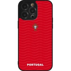 Coque iPhone 14 Pro Max - Silicone rigide noir Maillot de football Portugal 2026 personnalisable
