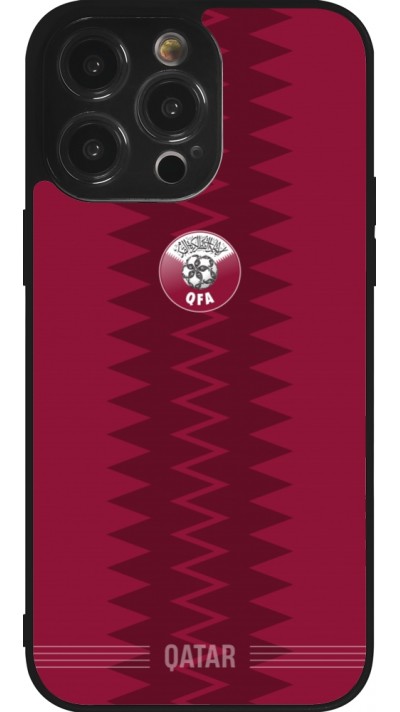 Coque iPhone 14 Pro Max - Silicone rigide noir Maillot de football Qatar 2026 personnalisable