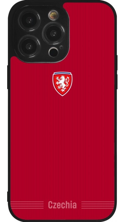 Coque iPhone 14 Pro Max - Silicone rigide noir Maillot de football Répuplique Tchèque 2026 personnalisable