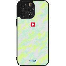Coque iPhone 14 Pro Max - Silicone rigide noir Maillot de football Suisse Away 2026 personnalisable