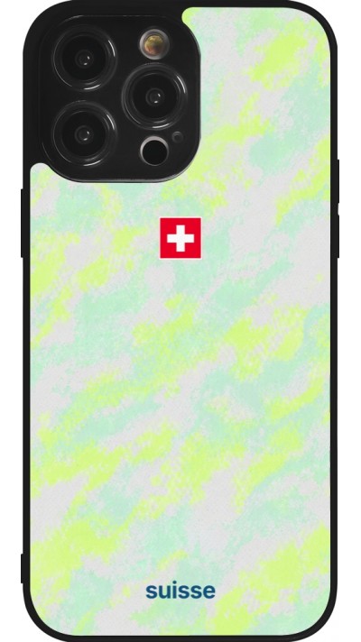Coque iPhone 14 Pro Max - Silicone rigide noir Maillot de football Suisse Away 2026 personnalisable