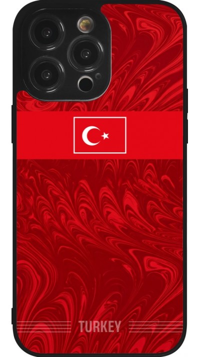 Coque iPhone 14 Pro Max - Silicone rigide noir Maillot de football Turquie 2026 personnalisable
