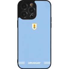 Coque iPhone 14 Pro Max - Silicone rigide noir Maillot de football Uruguay 2026 personnalisable