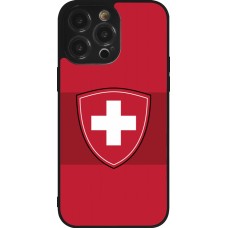Coque iPhone 14 Pro Max - Silicone rigide noir Hockey World Championship Ecusson Suisse