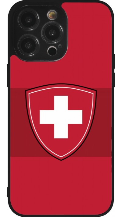 Coque iPhone 14 Pro Max - Silicone rigide noir Hockey World Championship Ecusson Suisse