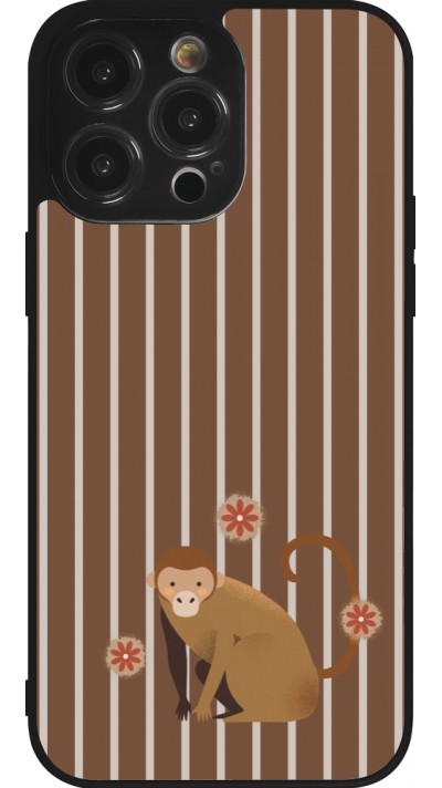 iPhone 14 Pro Max Case Hülle - Silikon schwarz Monkey with stripes