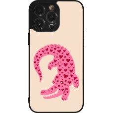 Coque iPhone 14 Pro Max - Silicone rigide noir Pink crocodile 2026