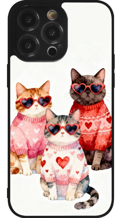 Coque iPhone 14 Pro Max - Silicone rigide noir Saint Valentines Day 26 Cat Love