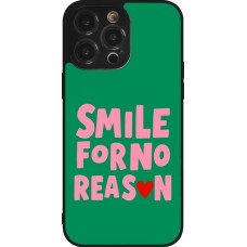 Coque iPhone 14 Pro Max - Silicone rigide noir Smile for no reason 2026