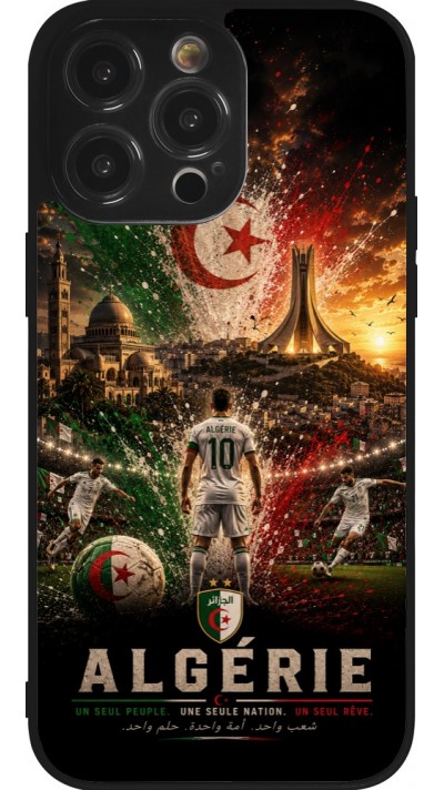 Coque iPhone 14 Pro Max - Silicone rigide noir Football Algérie splash 2026