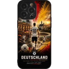 Coque iPhone 14 Pro Max - Silicone rigide noir Football Allemagne splash 2026
