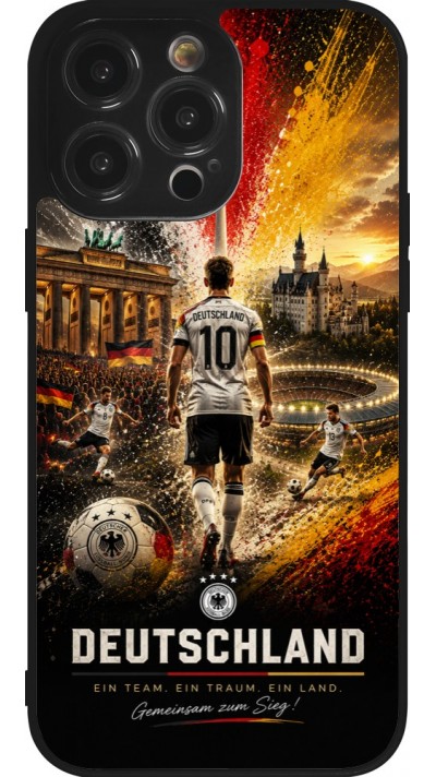 Coque iPhone 14 Pro Max - Silicone rigide noir Football Allemagne splash 2026
