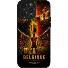 Coque iPhone 14 Pro Max - Silicone rigide noir Football Belgique splash 2026