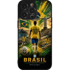 Coque iPhone 14 Pro Max - Silicone rigide noir Football Brésil splash 2026