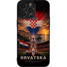 Coque iPhone 14 Pro Max - Silicone rigide noir Football Croatie splash 2026