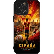 Coque iPhone 14 Pro Max - Silicone rigide noir Football Espagne splash 2026