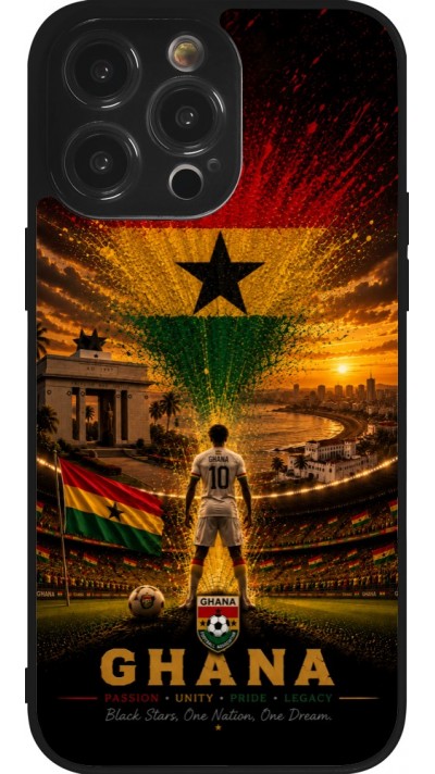 Coque iPhone 14 Pro Max - Silicone rigide noir Football Ghana splash 2026