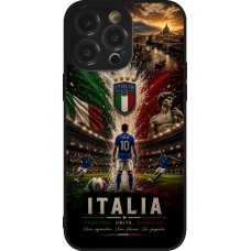 Coque iPhone 14 Pro Max - Silicone rigide noir Football Italie splash 2026