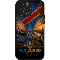 Coque iPhone 14 Pro Max - Silicone rigide noir Football République démocratique du Congo splash 2026