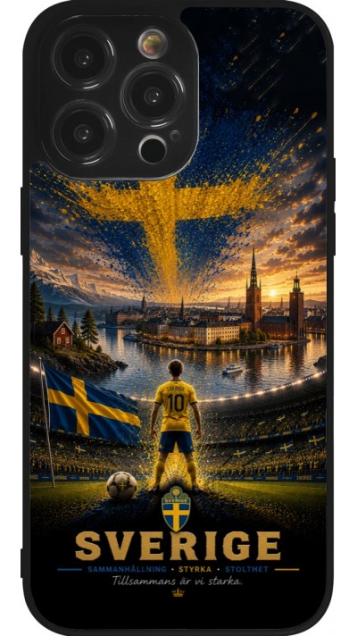Coque iPhone 14 Pro Max - Silicone rigide noir Football Suède splash 2026