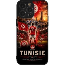 Coque iPhone 14 Pro Max - Silicone rigide noir Football Tunisie splash 2026