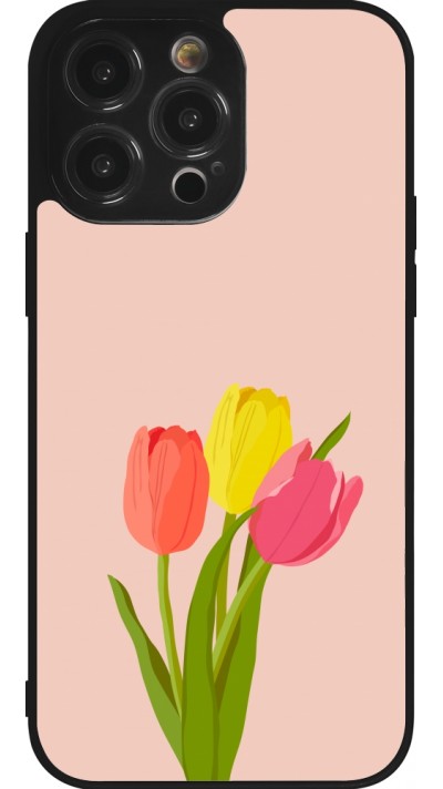 Coque iPhone 14 Pro Max - Silicone rigide noir Spring 23 tulip trio