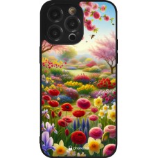Coque iPhone 14 Pro Max - Silicone rigide noir Spring 25 Bouquet printemps