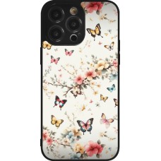 Coque iPhone 14 Pro Max - Silicone rigide noir Spring 25 Papillons Légers