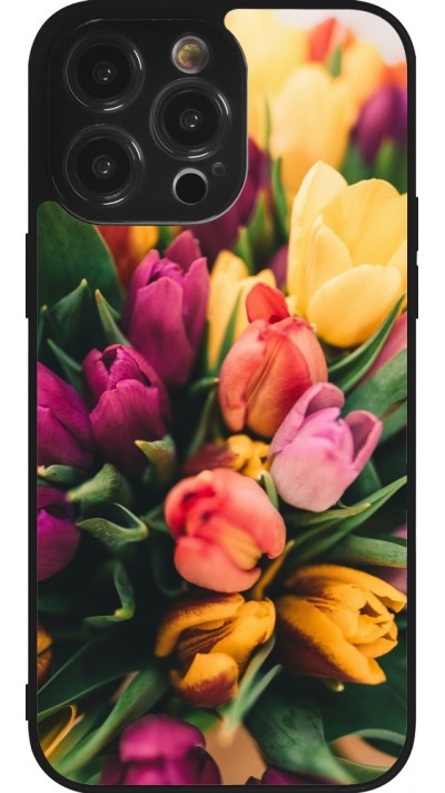 Coque iPhone 14 Pro Max - Silicone rigide noir Bouquet of tulips Spring 2026