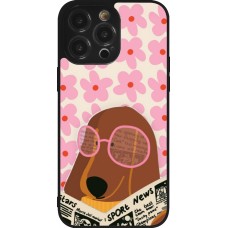 Coque iPhone 14 Pro Max - Silicone rigide noir Dog with newspaper Spring 2026