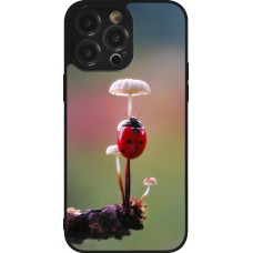 Coque iPhone 14 Pro Max - Silicone rigide noir Ladybird on a mushroom Spring 2026