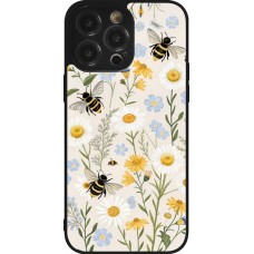 Coque iPhone 14 Pro Max - Silicone rigide noir Pattern bees Spring 2026