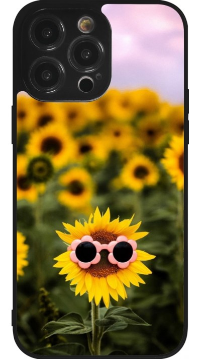 Coque iPhone 14 Pro Max - Silicone rigide noir Sunflower with glasses Spring 2026