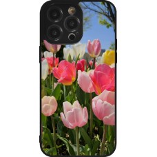 Coque iPhone 14 Pro Max - Silicone rigide noir Tulips Spring 2026