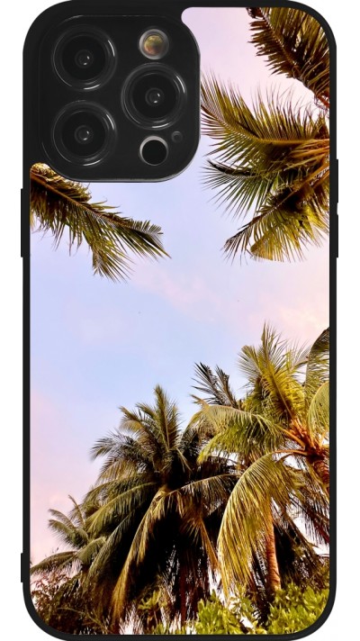 Coque iPhone 14 Pro Max - Silicone rigide noir Summer 2023 palm tree vibe