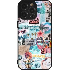 Coque iPhone 14 Pro Max - Silicone rigide noir Summer 20 collage