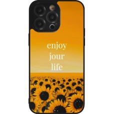 Coque iPhone 14 Pro Max - Silicone rigide noir Summer 2025 Enjoy your life