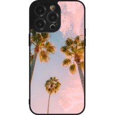 Coque iPhone 14 Pro Max - Silicone rigide noir Summer 2025 Palmiers