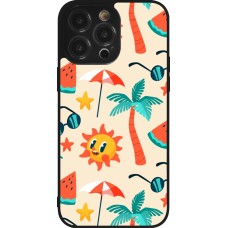 Coque iPhone 14 Pro Max - Silicone rigide noir Summer 2025 Pattern soleil