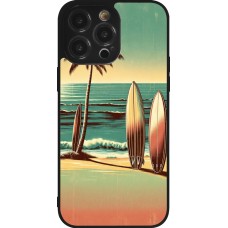Coque iPhone 14 Pro Max - Silicone rigide noir Surf Paradise