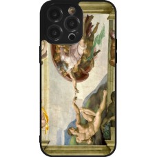 Coque iPhone 14 Pro Max - Silicone rigide noir Tableau art - La Création d’Adam - Michel-Ange