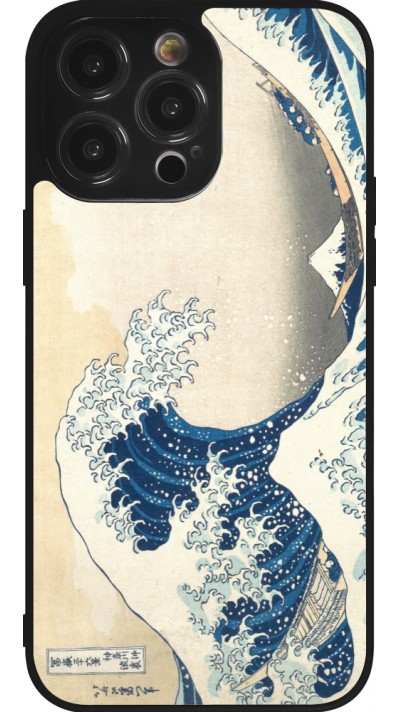 Coque iPhone 14 Pro Max - Silicone rigide noir Tableau art - La Grande Vague de Kanagawa - Hokusai