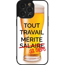 Coque iPhone 14 Pro Max - Silicone rigide noir Tout travail mérite sa bière