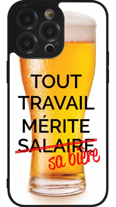 Coque iPhone 14 Pro Max - Silicone rigide noir Tout travail mérite sa bière