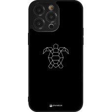 Coque iPhone 14 Pro Max - Silicone rigide noir Turtles lines on black
