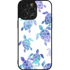 Coque iPhone 14 Pro Max - Silicone rigide noir Turtles pattern watercolor