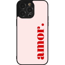 Coque iPhone 14 Pro Max - Silicone rigide noir Valentine 2024 amor