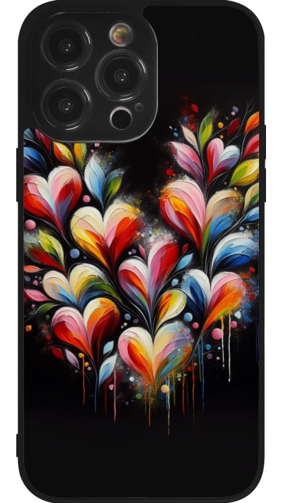 Coque iPhone 14 Pro Max - Silicone rigide noir Valentine 2024 Coeur Noir Abstrait
